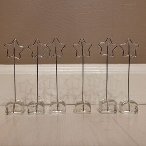 Pier 1 Accents Silver Star Wire Place Card Or Photo Holders Clear Base